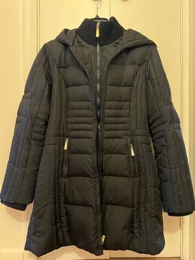 Vince Camuto Women's Black Hooded Quilted Coat